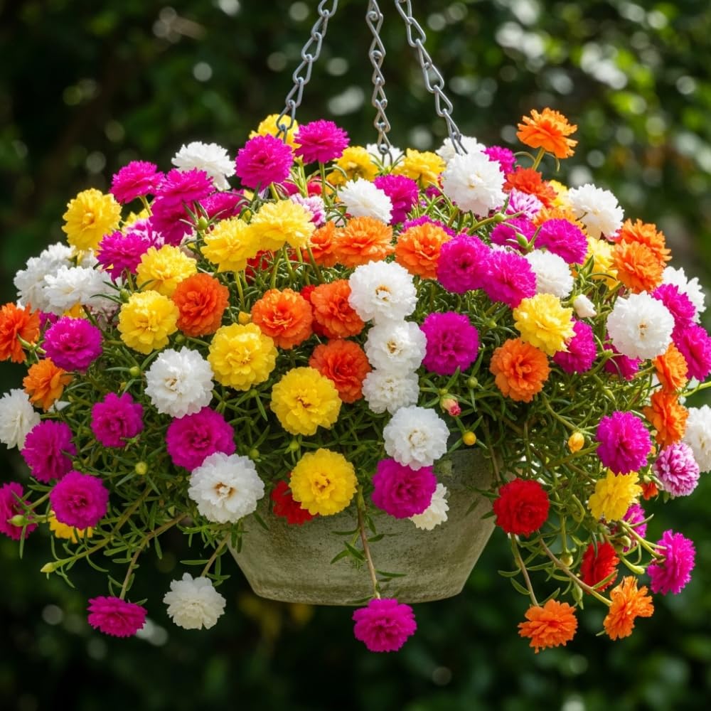4 Mixed Portulaca Plants Live, Patio Container Plant, 3-5 Inch Tall