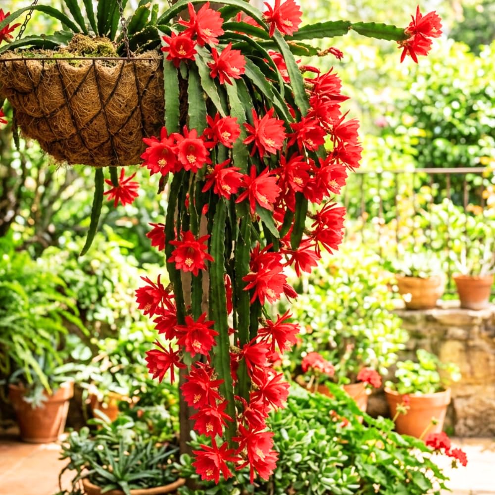 2 Red Epiphyllum Plants Live, Well-Rooted Orchid Cactus